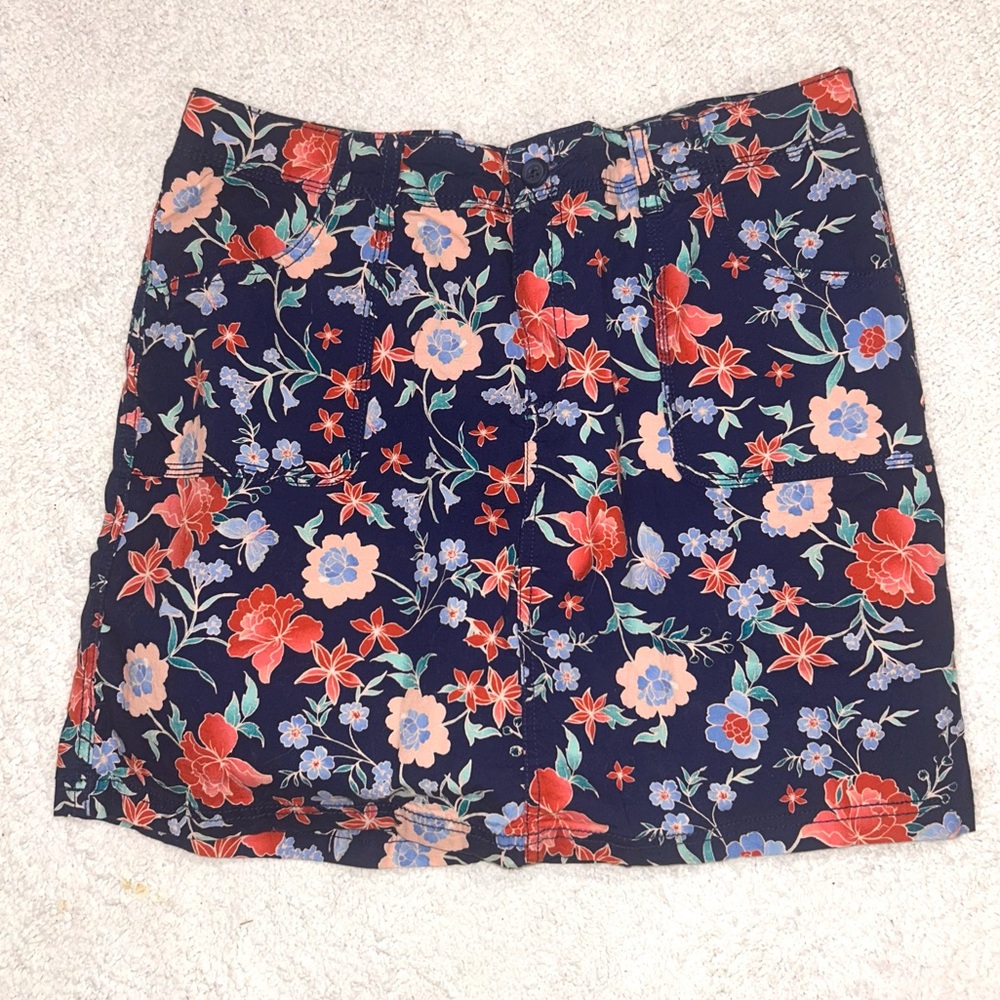 St John’s Bay skort navy blue floral print pockets women’s size 14 cotton